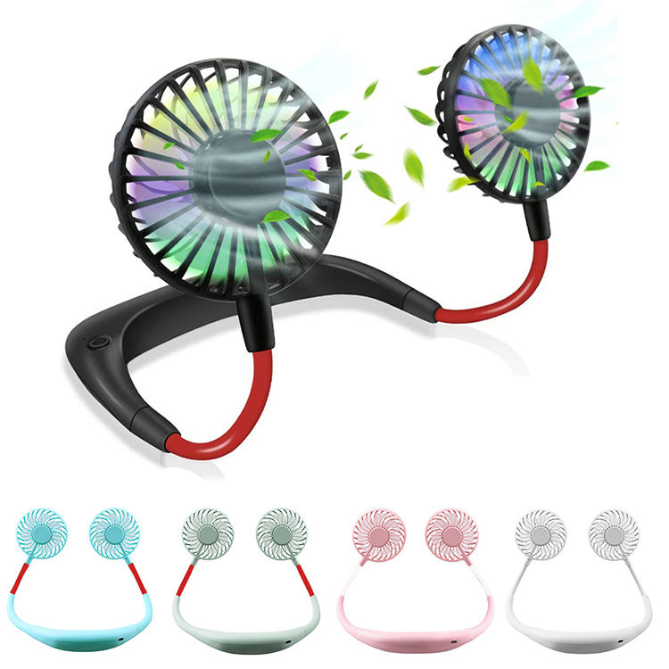 3 Speeds Portable Neck Fan Hands Free Hanging Fan Rechargeable