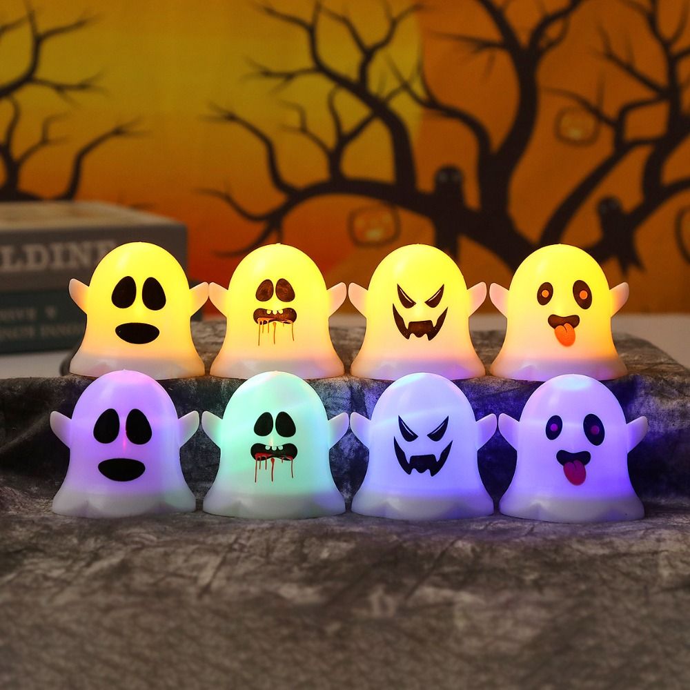 Creative Plastic Halloween Lamp Portable Luminous Mini Light Spooky LED Candle Light Home Party Bar