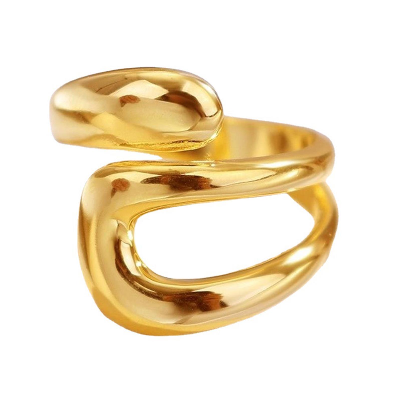 CARAT Polished Ring Boho Style Adjustable Hollow Out Stainless Steel Ring Perfect Birthday Gift for Her Durable Ring