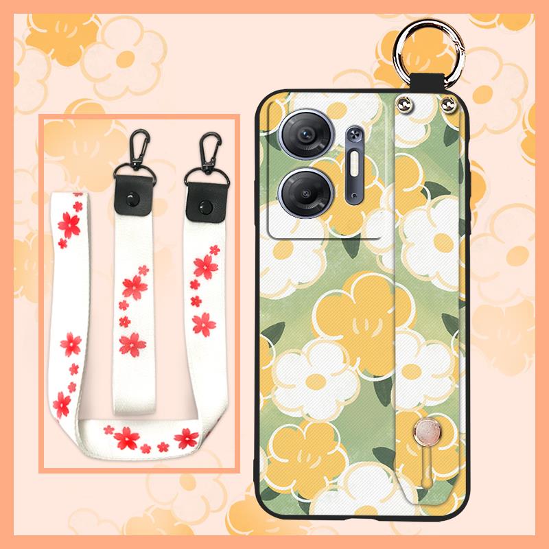 flower Fashion Design Phone Case For infinix Hot30 5G/X6832 Oil Painting Shockproof Silicone Anti-dust protective ring
