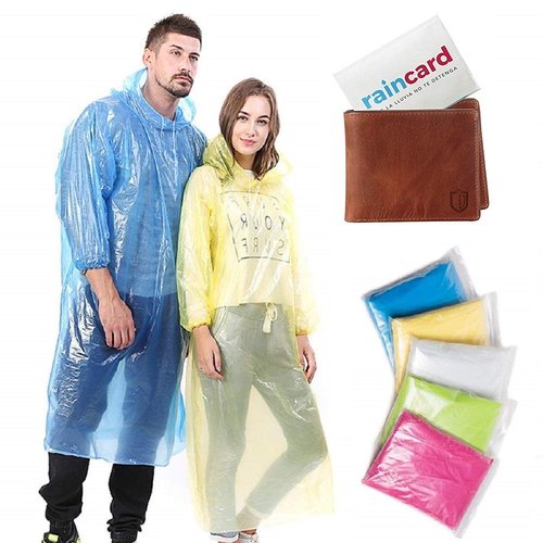 Waterproof Rain Poncho with Drawstring Hood Pocket Raincoat Raincard, Size: Free Size