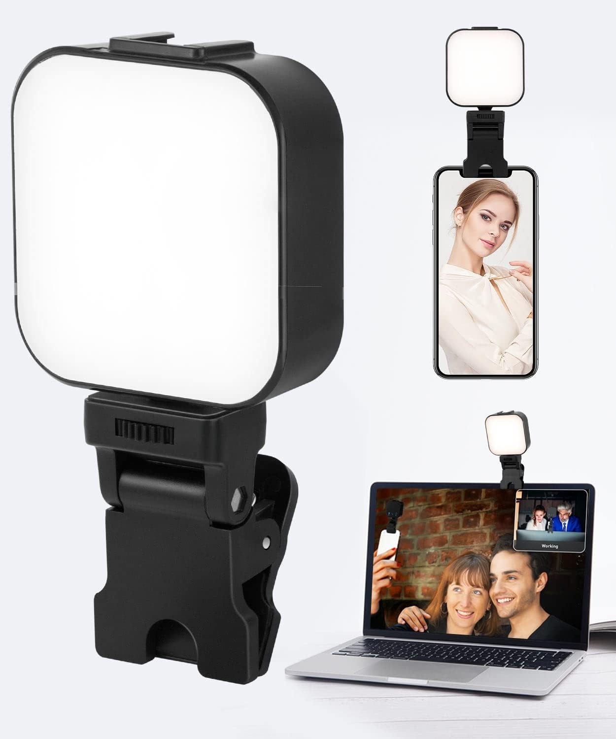 64 LED Rechargeable Selfie Light - 5 Lighting Mode Phone Ring Light Mini Portable Clip on Fill Lights for iPhone, Cell Phone, Laptop, TikTok, Selfie, Video Conference, Camera