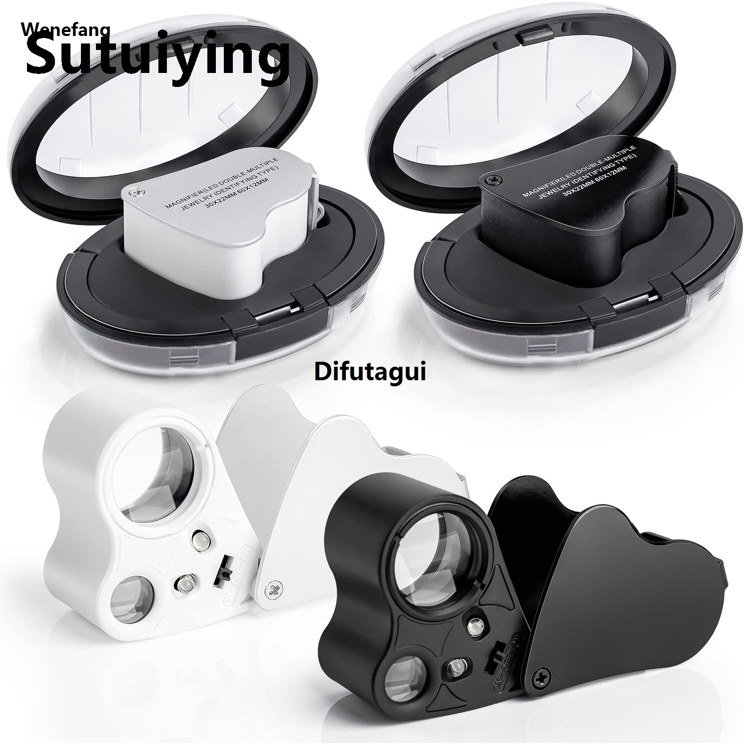 Difutagui Wenefang Sutuiying 30x 60x Illuminated Jewelers Eye Loupe Magnifier With LED Light Luxury 2025 New Original Folding Jewelers Magnifying Glass For Diamond Gems Coins Stamps
