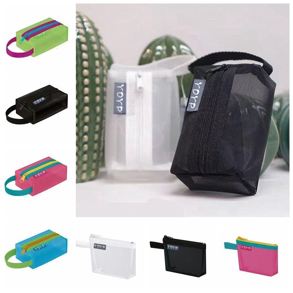 New Mesh Cosmetic Bag Portable Transparent Zipper Coin Purse Mini Makeup Bag Gift