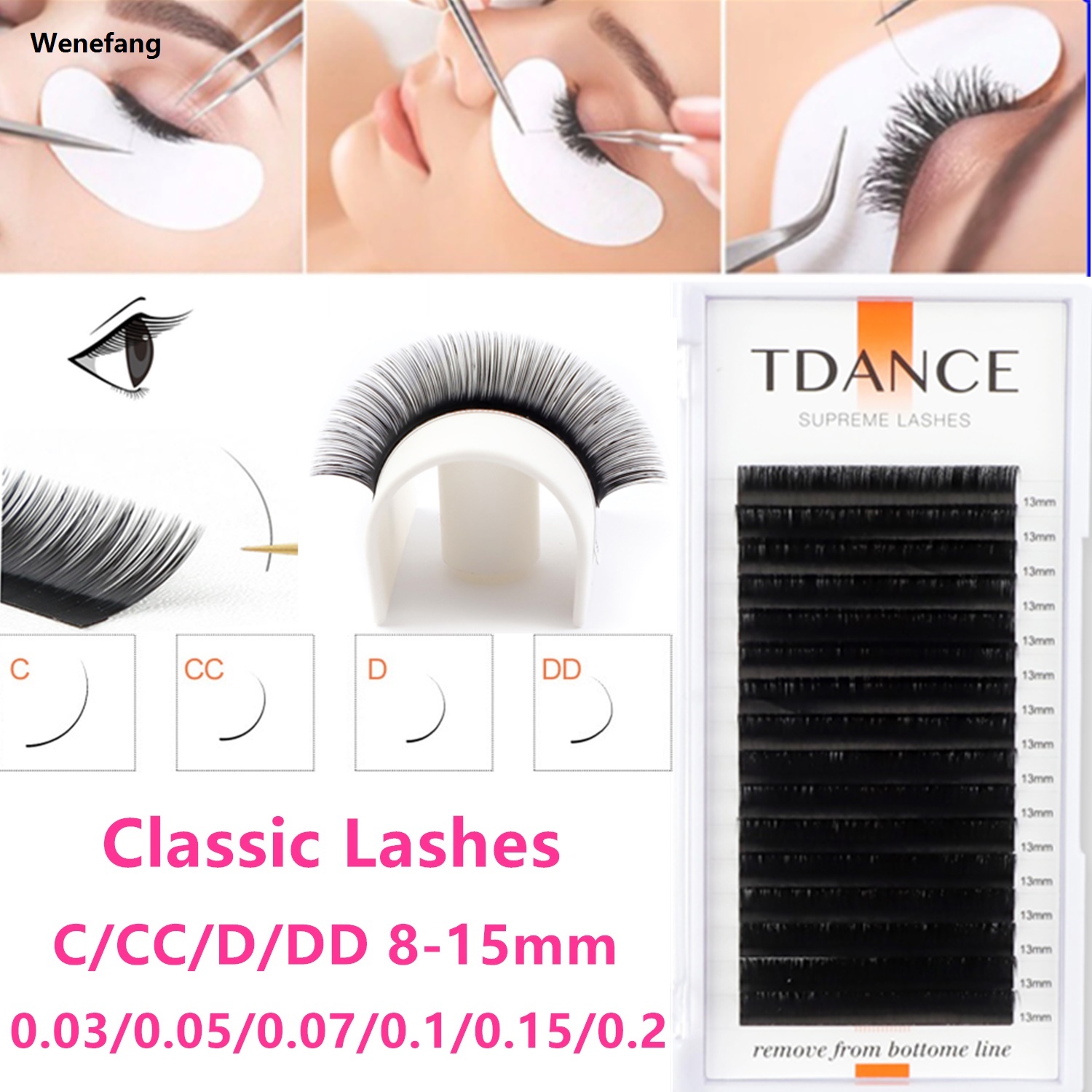 Wenefang TDANCE Classic Eyelash Extension 16 Rows Soft Faux Mink Lashes Russian Volume Makeup Eyelashes Professionals Individual Eye Lash