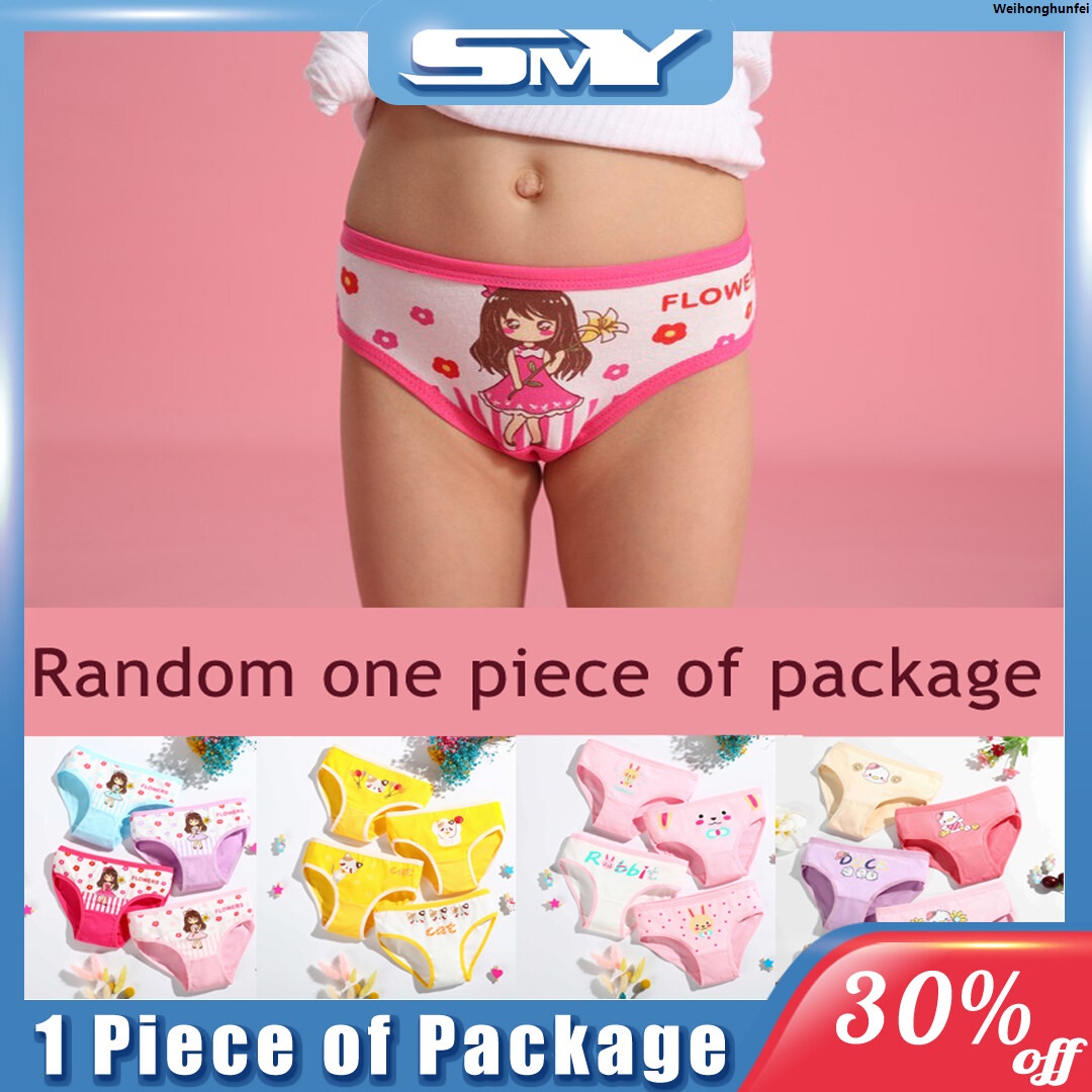 WeihonghunfeiSpecial SMY 1PCS New Fashion Cotton Kids Panties Cute Cartoon Comfortable Girls Underwear Lovely Printed Style Seluar Dalam Kanak Perempuan Various Designs 2-12 Yrs Baby Briefs