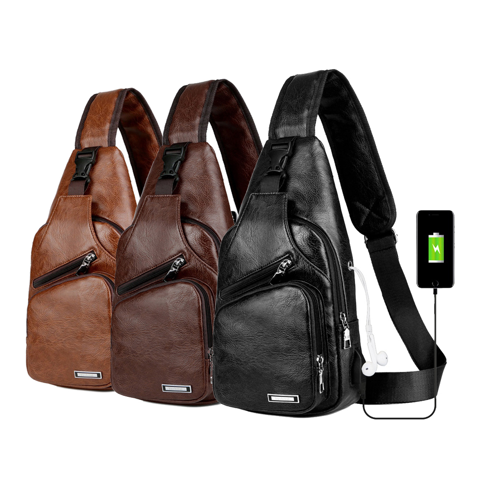 Sports Usb Charge Chest Bag Belt Pack Outdoor Chest Bag Casual Functional Men | PU Fanny Waist