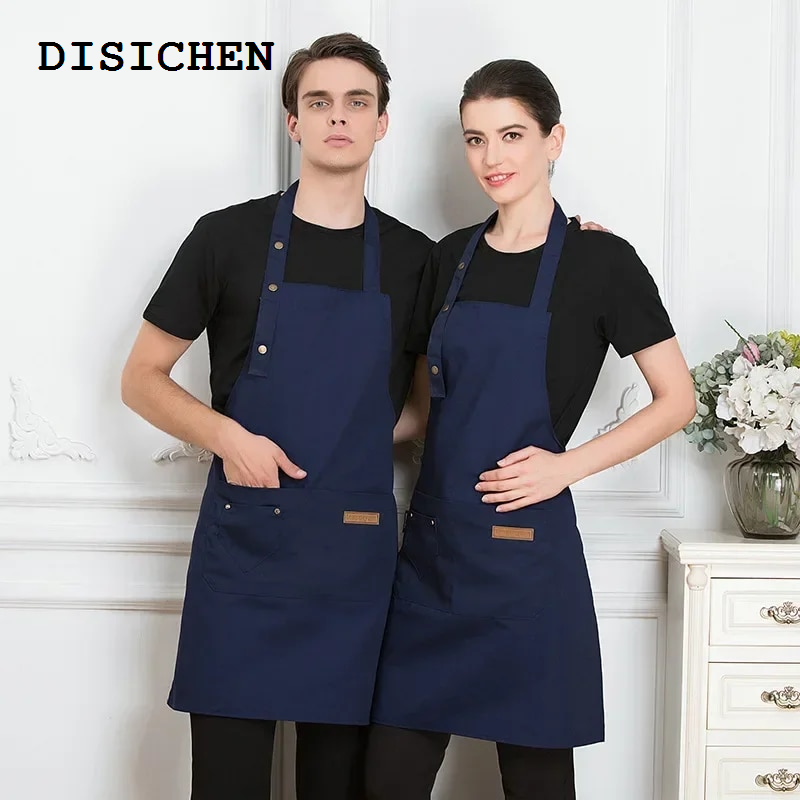 DISICHEN Kitchen Apron for Woman Men Male Chefs, Barbecues, Bars, Cafes, Beauty and Nail Studio Waterproof and Anti Fouling Uniform