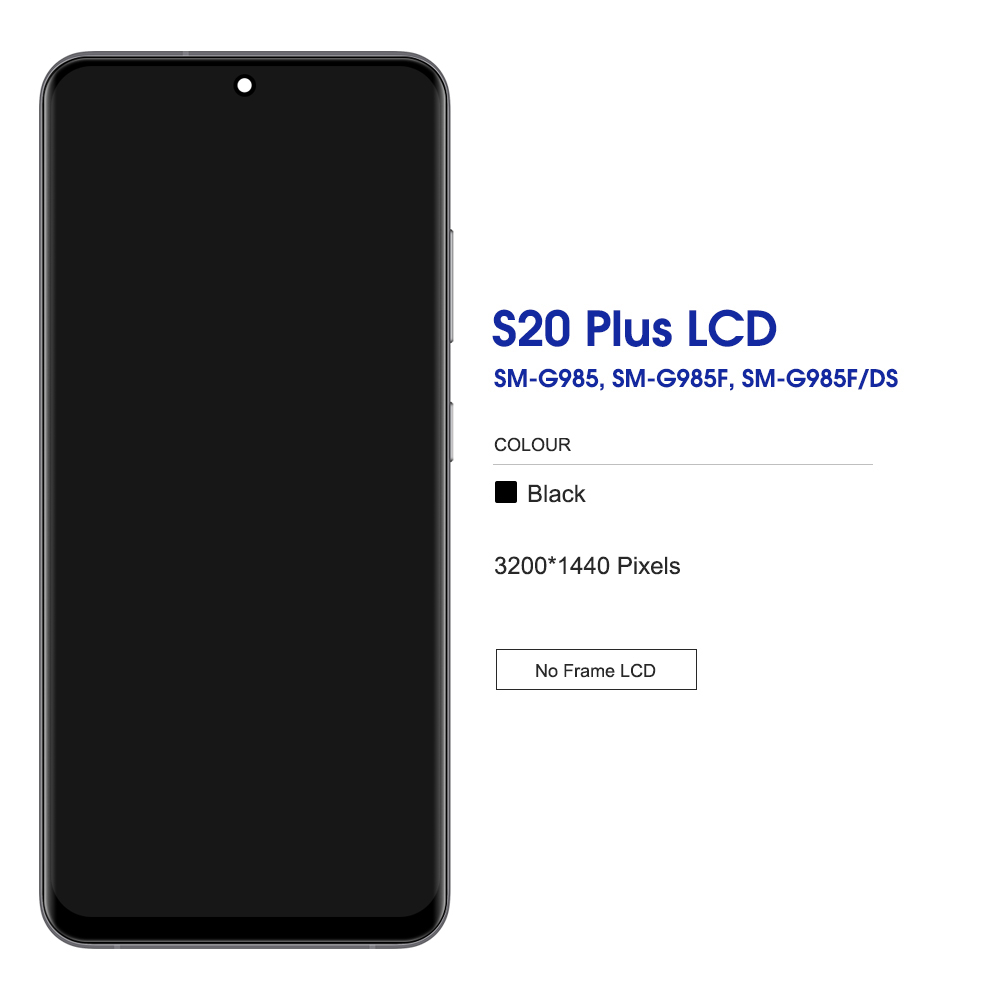 HOT Tested S20 Plus Display Screen, for Samsung S20+ G985 G985F LCD Display Touch Screen Digitizer with Frame Replacement