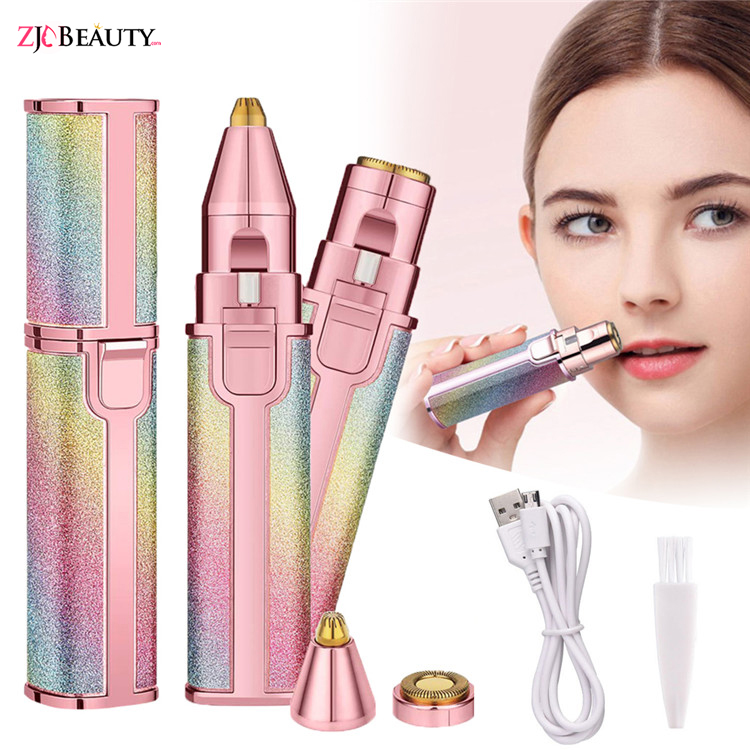 2 in 1 Rechargeable Electric Razor and Eyebrow Trimmer for Women, Facial Hair Remover with Built-in LED Light, USB Charging, AC 220V Nepal Standard