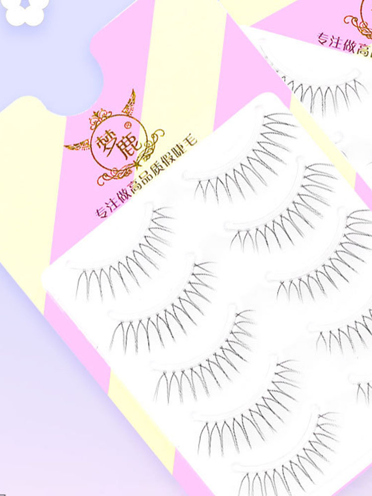 HOT Reusable Natural Wispy U-shaped False Eyelashes Lash Extension Transparent Stems Comic Eye Korean Eye Makeup 5 Pairs
