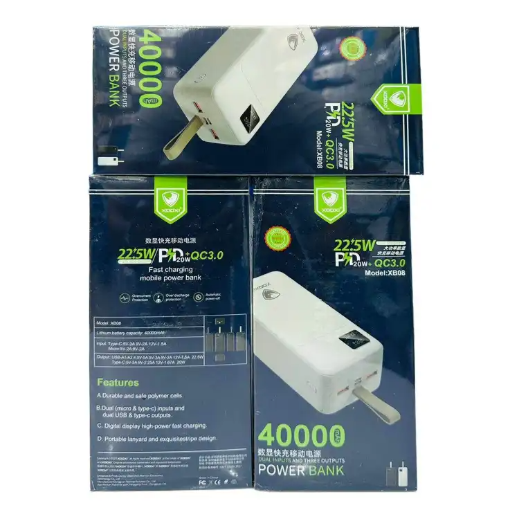 40000mah Dual Input And Three Output Power Bank - Black
