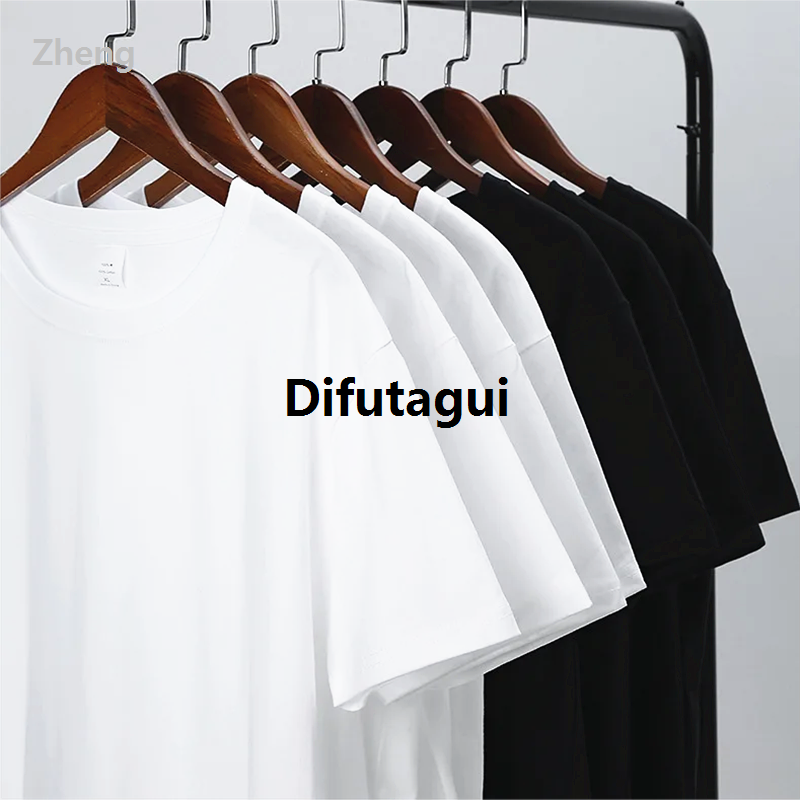 Difutagui Zheng Sales promotion MRMT 2025 Brand New Man's 220g Pure Cotton T Shirt High Quality Men Man Solid Color Short Sleeved Combed Cotton Round Neck Thickening