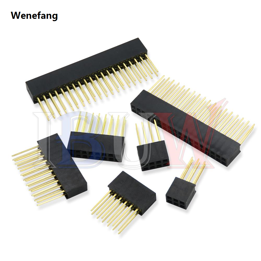 Wenefang 10PCS 2.54mm Single Double Row Female Long pins 11mm Board Pin Portable Header socket Connector 2~20PIN For Arduino For Raspberry Pi