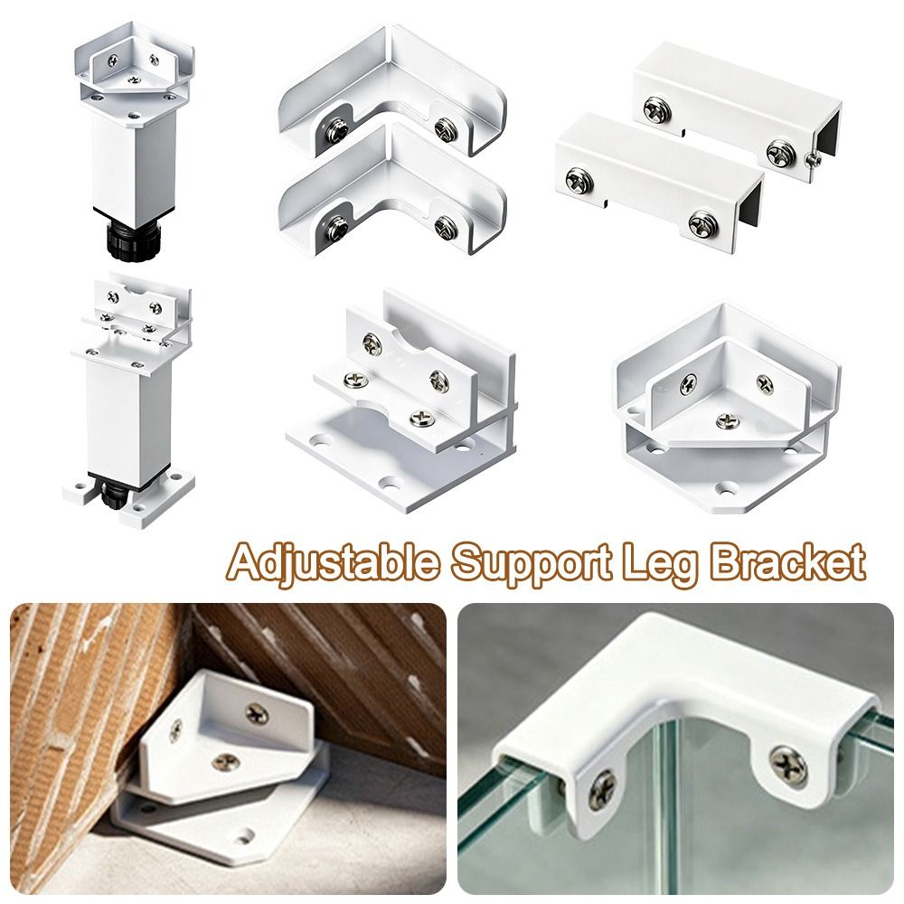Durable Aluminum Alloy Adjustable Support Leg Bracket White Heavy Duty Glass Tile Fixing Clip Waterproof Rust Resistant Furniture Support Bracket Bottom Support