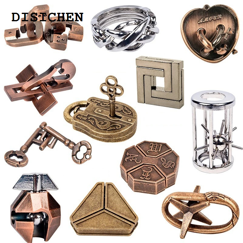 DISICHEN Affordable kids educational toys Classic IQ Metal Brain teaser Magic Baffling Puzzles Game Toys For Children Adults Funny Gifts Metal PuzzleWooden Toys