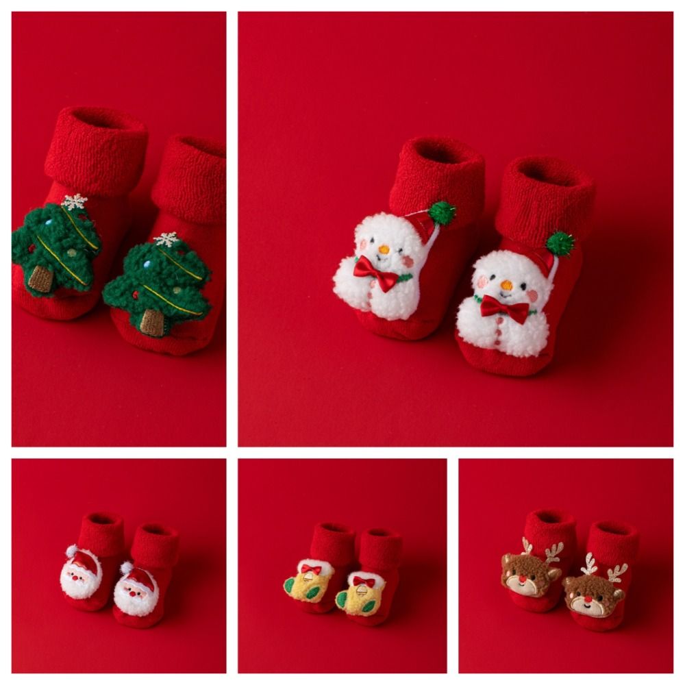 High Quality Cotton Newborn Kids Socks Red 0-3years Baby Girls Boys Warm slippers Santa Claus Children Sock Christmas Gifts