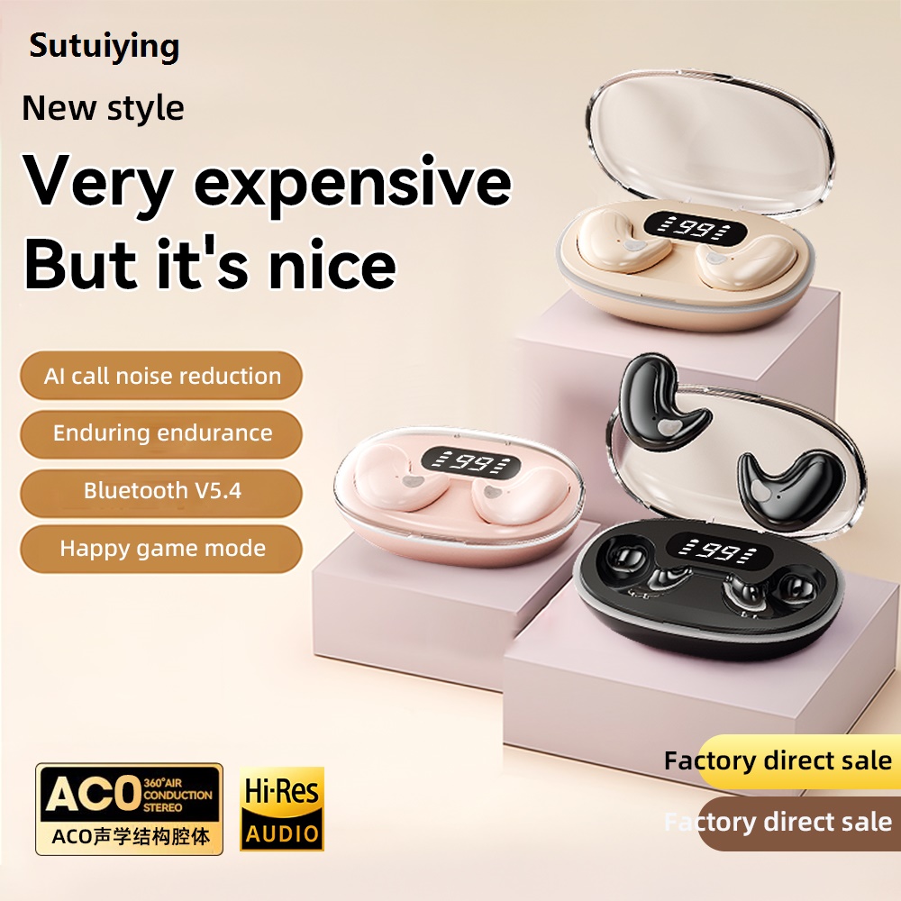Sutuiying X55 Sleeping Earbuds Wireless Mini Headphones For Work TWS Bluetooth Portable Earphone Stereo Hidden Headsets with Mic HD Call Sport