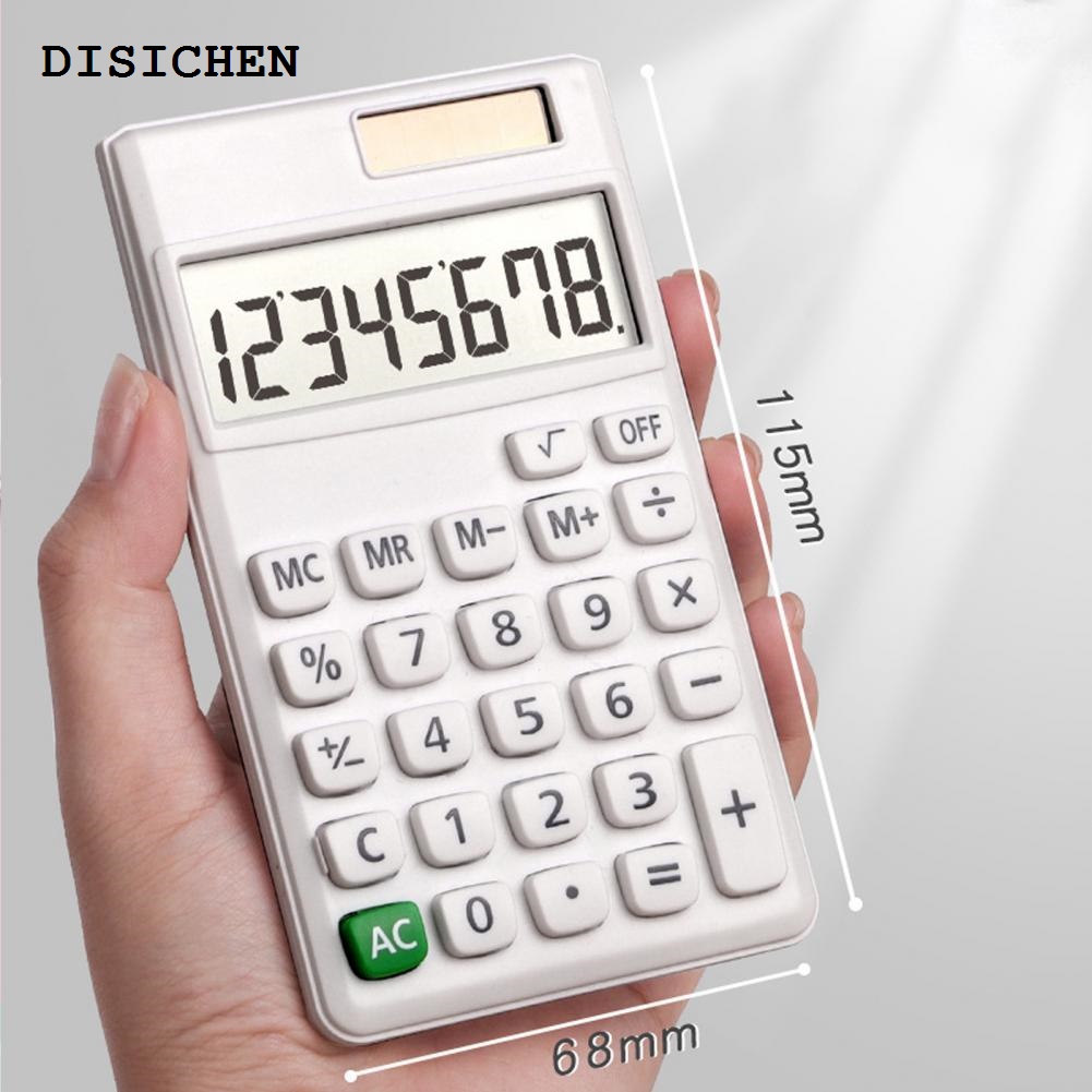 DISICHEN Affordable Solar Powered Calculator Solar Powered 8-digit Calculator with Display for Students Office Supplies for School