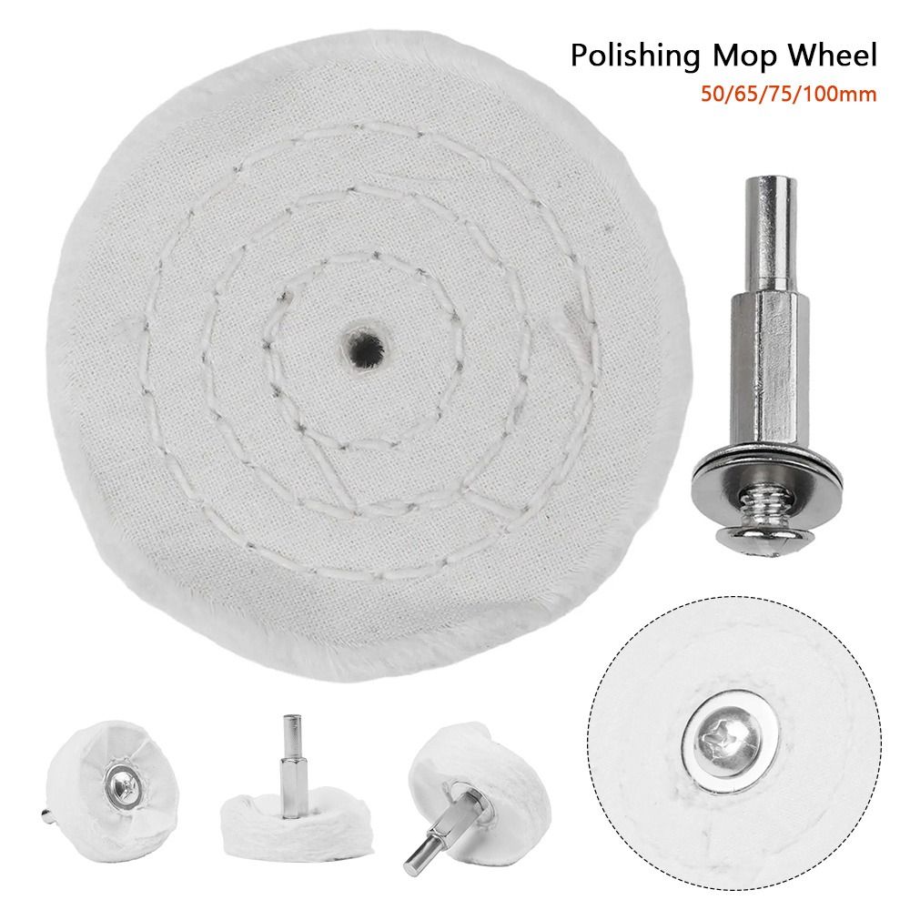 1Pcs Durable 50/65/75/100mm Polishing Mop Wheel with 6mm Connecting Rod Cloth Grinder Pad Polishing Wheel Pad Power Tool