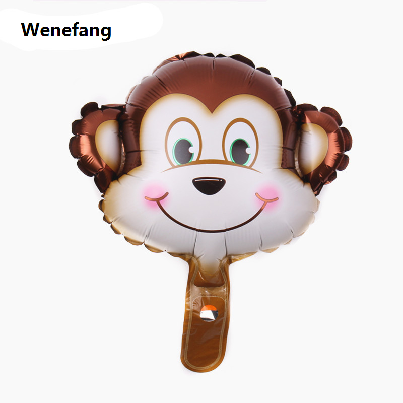 Wenefang 8pc Cute Mini Jungle Animal Head Foil Balloons Inflatable Air Balloon Kids Birthday Party Decorations Baby Shower Party Supplies