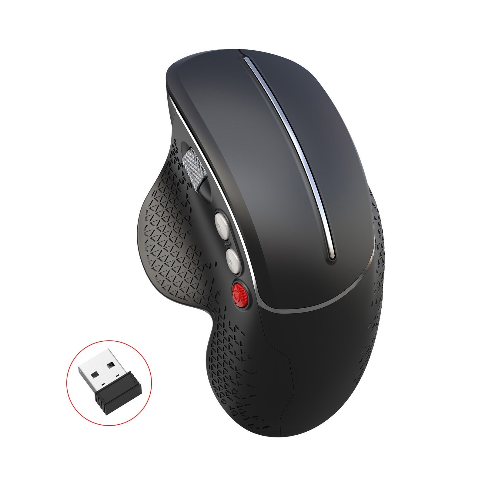 Wireless Vertical Mouse 2.4G Ergonomic Vertical Gaming Mouse 6-Button Design Aluminum Alloy Side Scroll Wheel Anti-Mouse Hand 10m Wireless Reception