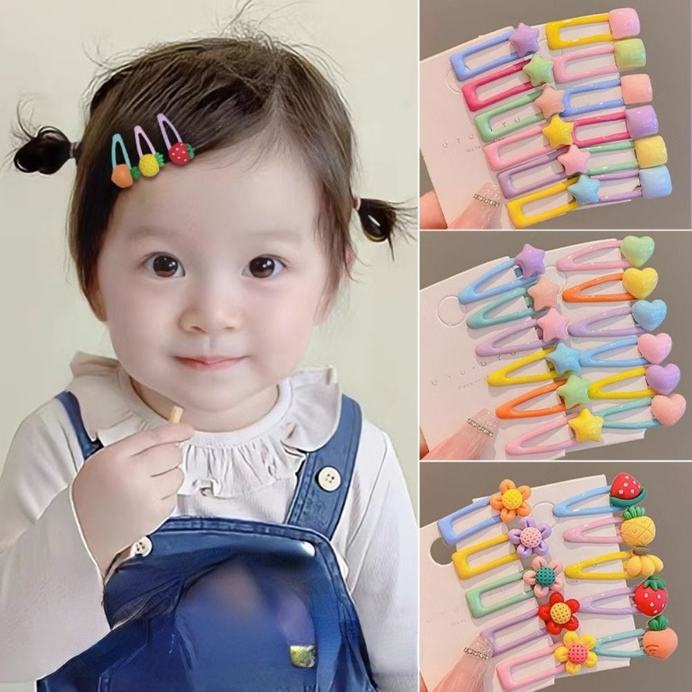 【Must-Have Accessories】 5/6PCS/set New Cute Fruit Hairpins Mini Colorful Barrettes Beautiful Hair Accessories For Kids
