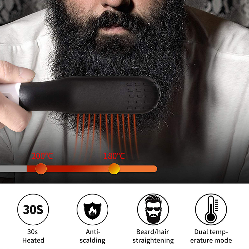 New style Dynamic Negative Ion Heating Hot Comb Straightener Electric Comb Men's Beard Straightening Brush Wet Dry Use Quick Hairstyler