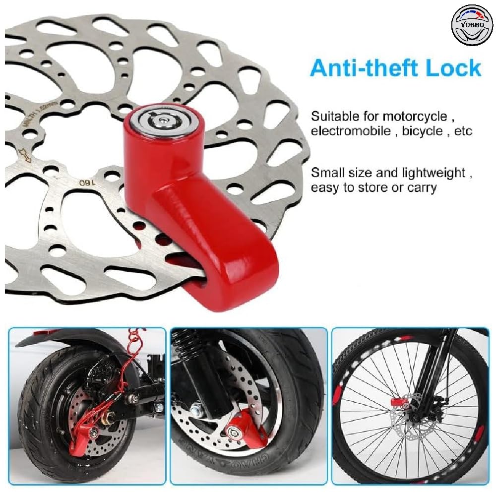 Motorcycle Disc Brake Lock - Heavy Duty Anti-Theft Security Lock for Bike, Scooter & Bicycle - Portable Two Wheeler Safety Lock with Keys