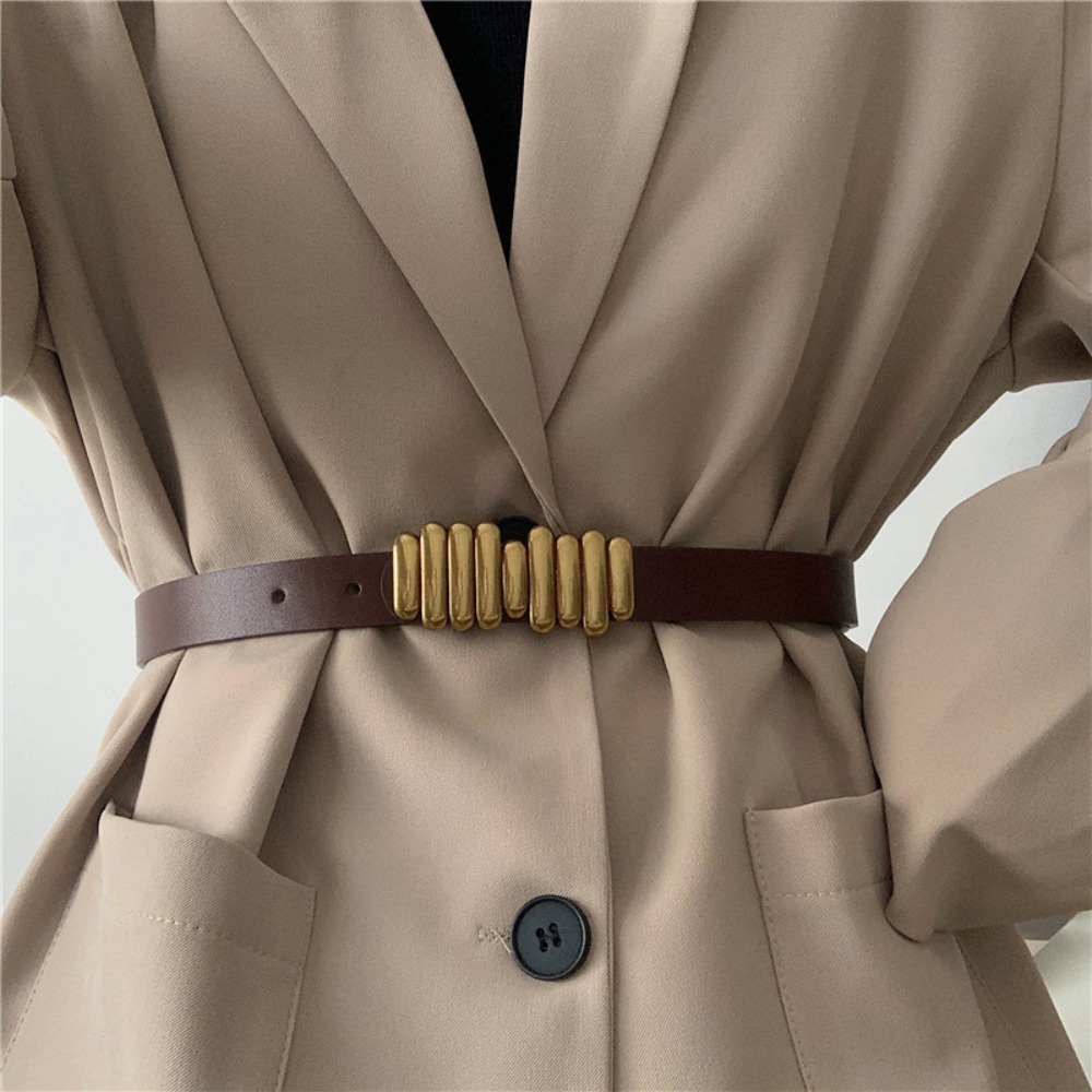 Fashion Luxury Design Suit Belt Leather Adjustable Casual Accessories Retro Metal Buckle Waist Belt Adult