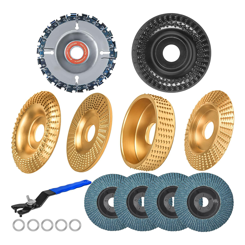 11 Piece Wood Carving Disc Angle Grinder Wood Carving Disc Wood Shaping Grinding Disc for 4Inch or 4 1/2Inch Angle Grinder