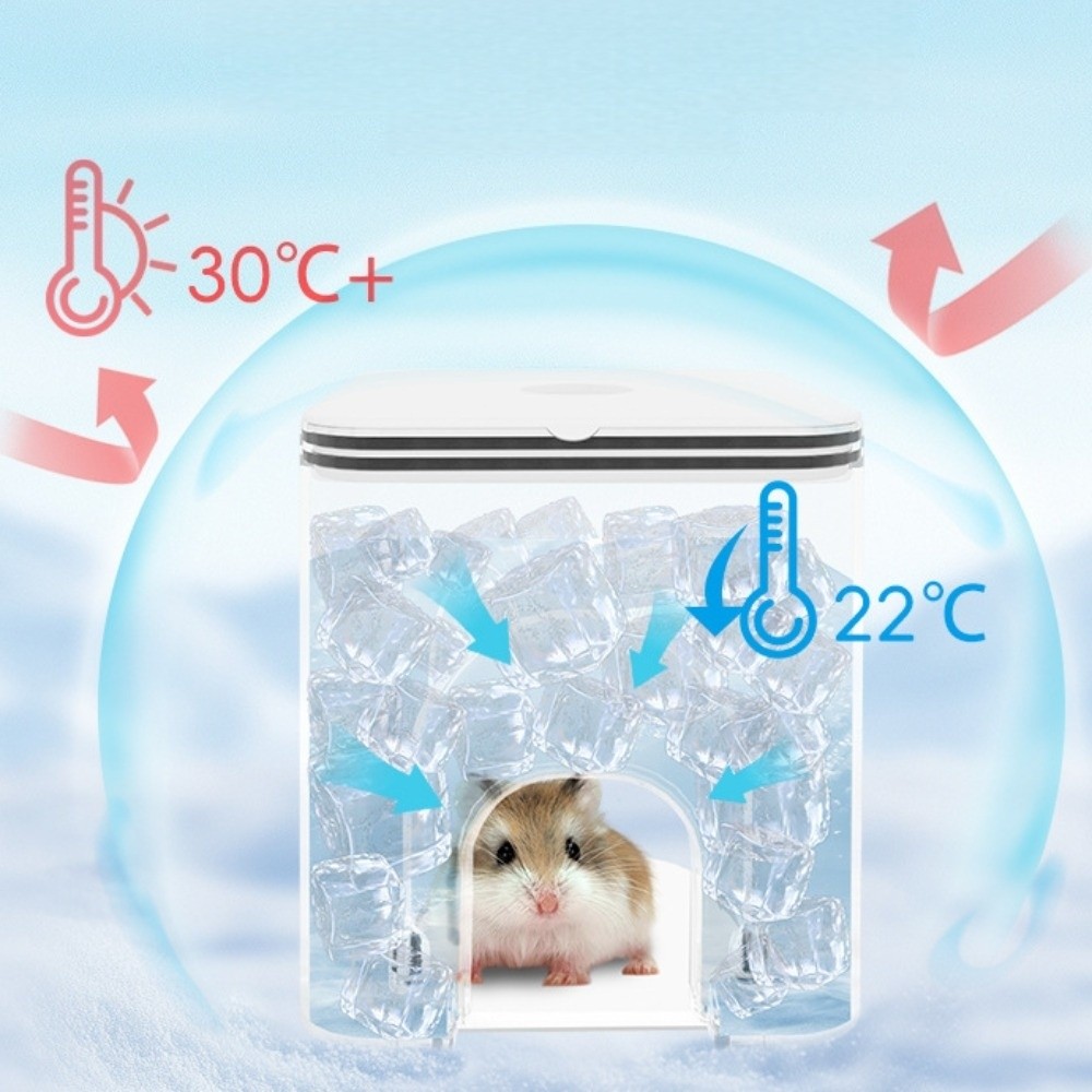 Watertight Cooling Water Cube Hamster House High Transparency Water Injection Triangle Hamster Cage Durable Double-layer Small Pets Ice House Summer