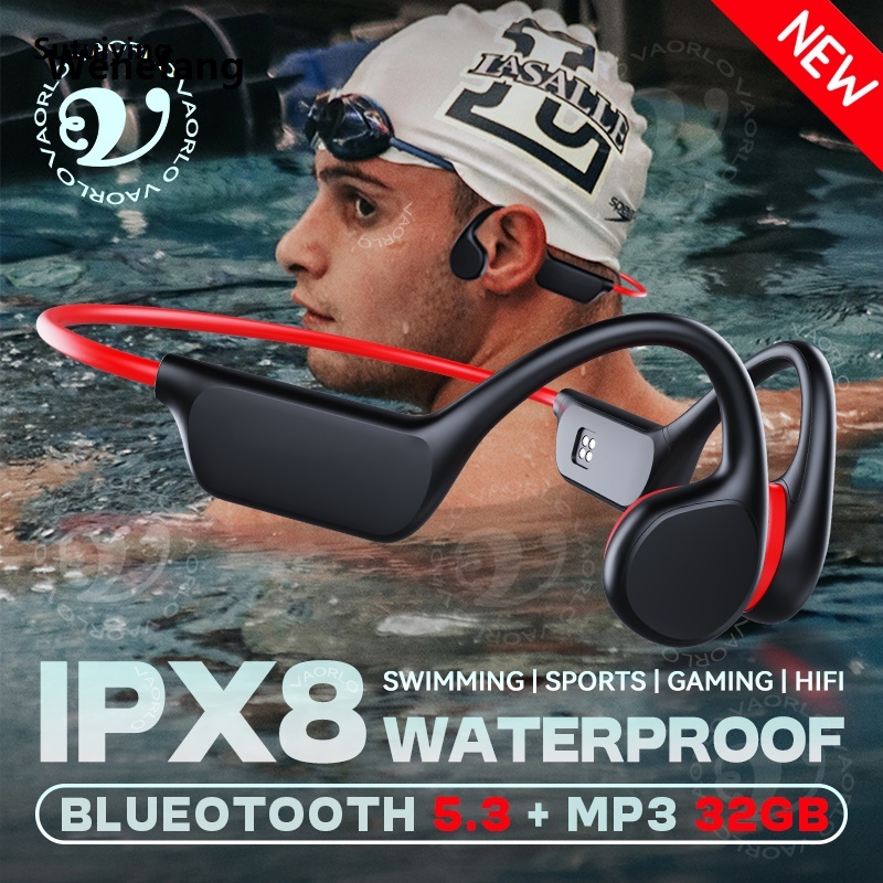 Wenefang Sutuiying Bluetooth 5.3 Bone Conduction Wireless Headphones Depth IPX8 Waterproof Portable Luxury Swimming Headsets 32GB RAM MP3 Player For Diving Sports