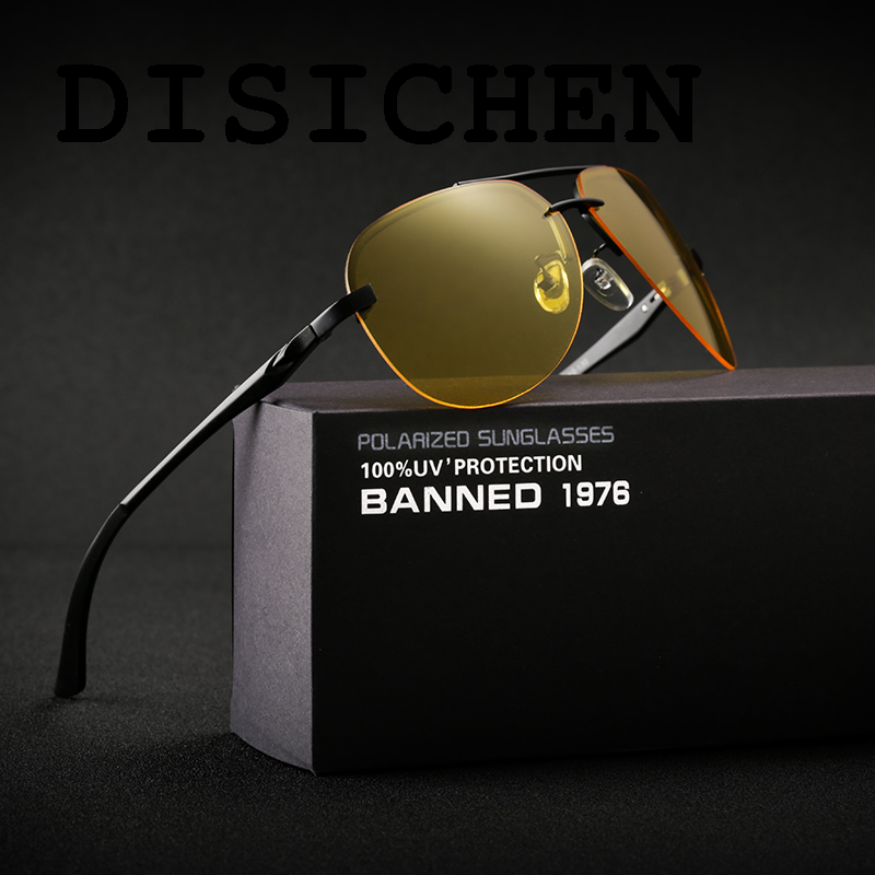 DISICHEN Original Aluminum Magnesium 2020 Mens Polarized Night Vision Sunglasses Men Brand Designer Yellow Lens Women Night Vision Driving Glasses