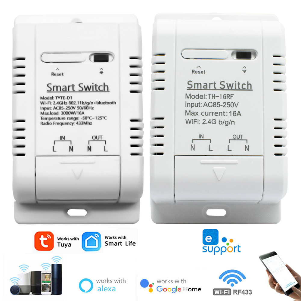 Bizzy WiFi Smart Switch Tuya ewelink Temperature Switch TH16 RF433 Intelligent Monitoring Thermostat Compatible with Alexa Google Home