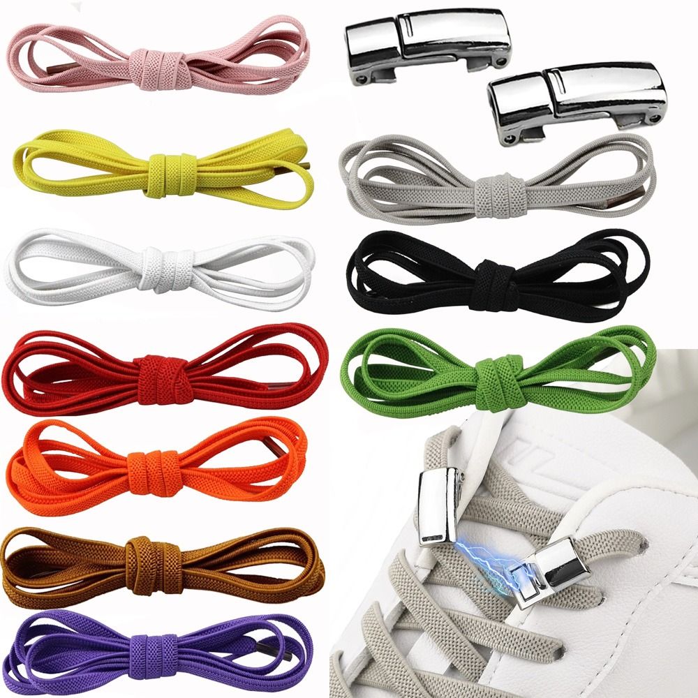 New Lock Clip Shoelaces Shoe Accessories Durable Elastic Shoe Laces Metal Save Time No Tie Shoe Laces Sneaker