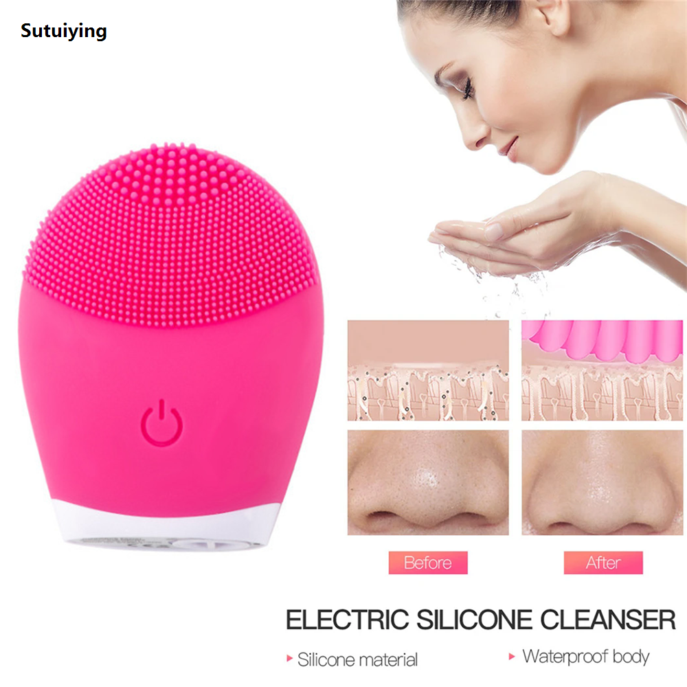 Sutuiying Facial Brush Acoustic Exfoliation Facial Brush Electric Facial New Washer Waterproof Electric Silicone Facial Cleanser Massager