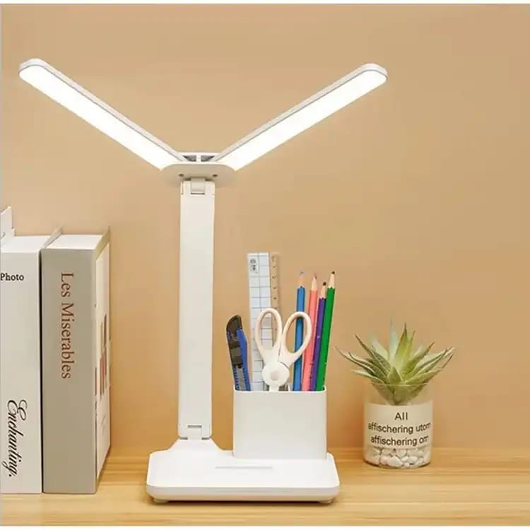 New Elegant LED Desk Lamp with Dual Lights, Dimmable Eye-Care Design, USB Rechargeable, Smart Touch Control