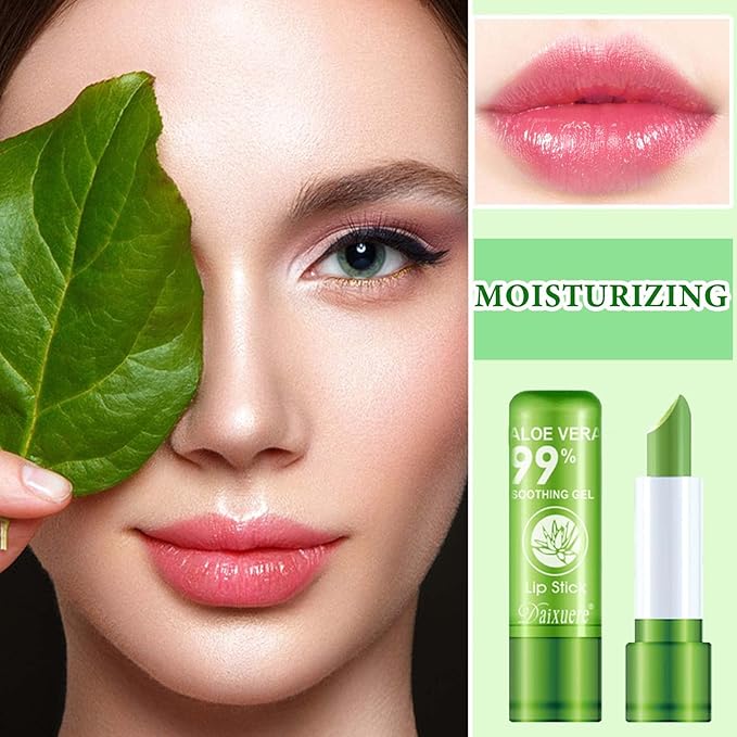 1 Piece Aloe Vera Color-Changing Lipstick - Long-Lasting, Moisturizing Lip Balm with Nutritious Plumping, Waterproof Care for Soft, Beautiful Lips