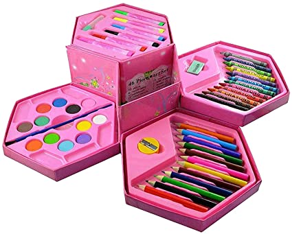 Colors Box Color Pencil,Crayons, Water Color, Sketch Pens Set Of 46 Pieces