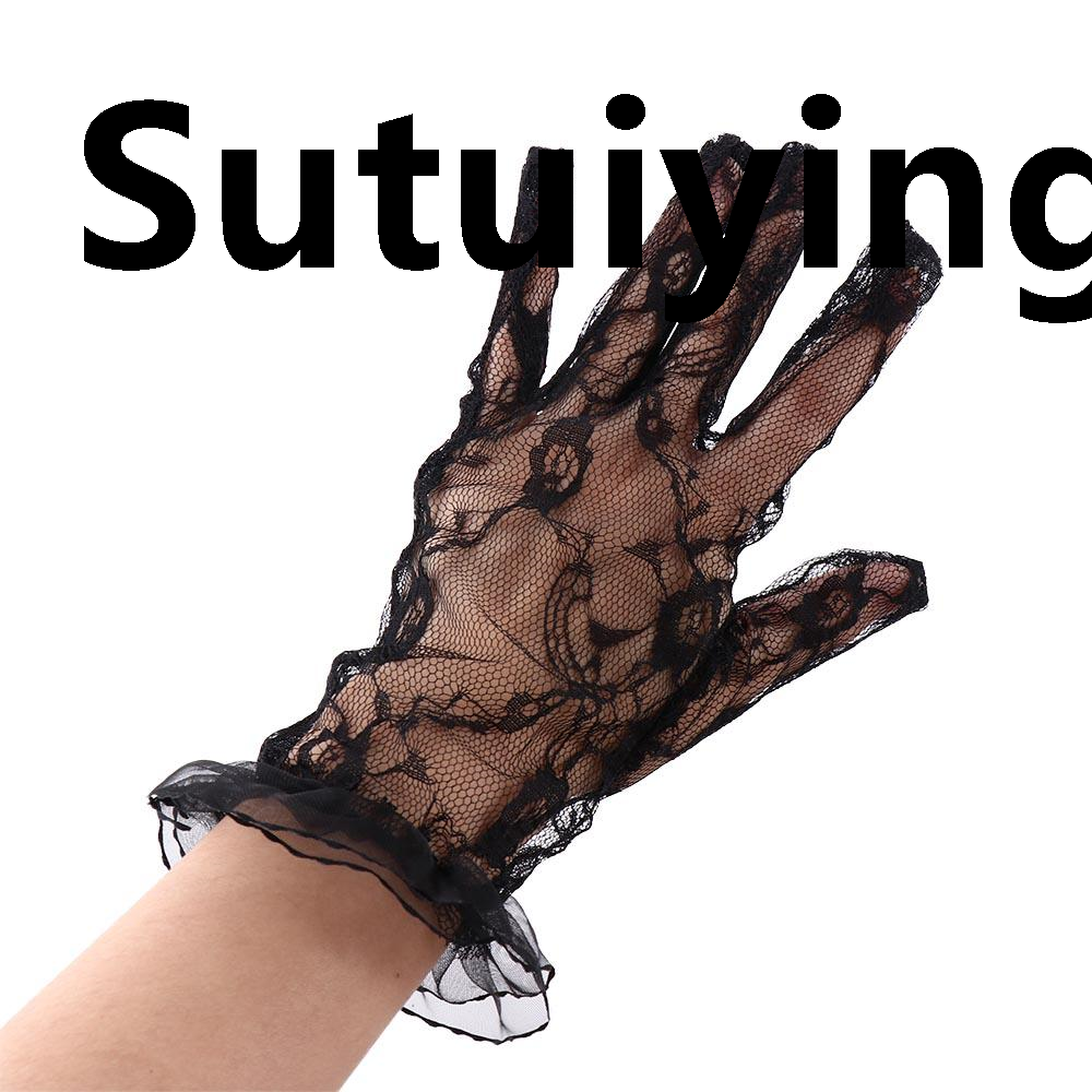 Sutuiying Driving Mesh Lace Floral Side Driving Gloves Summer Women Gloves Mittens Lace Gloves Short Gloves