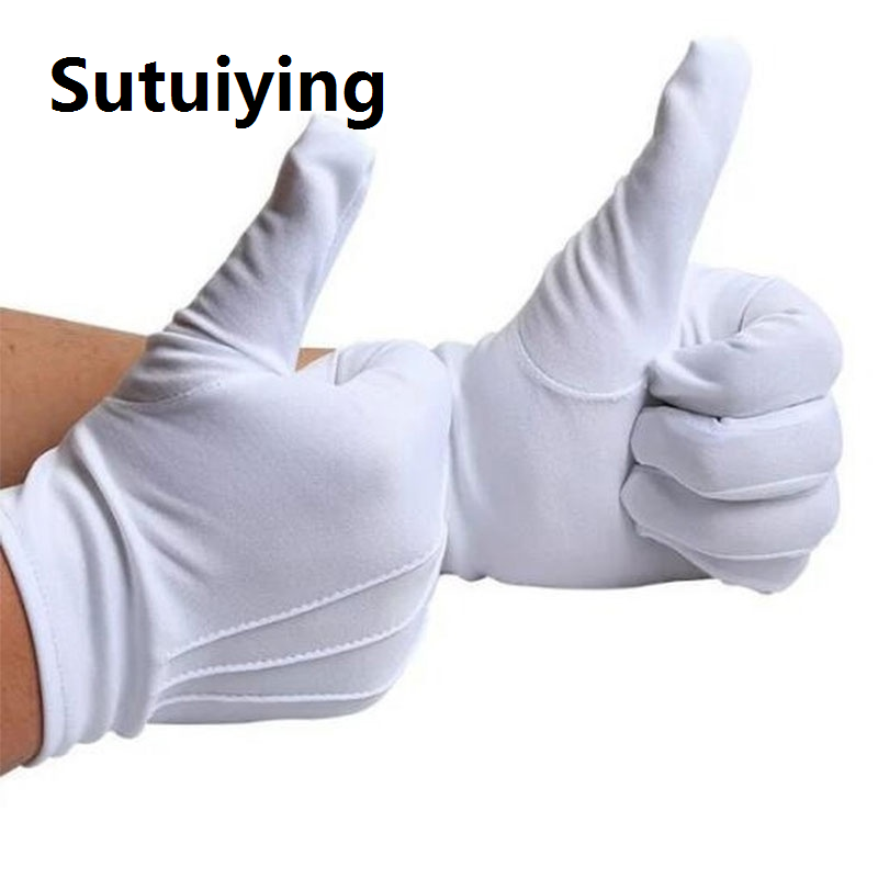 Sutuiying 1 Pair Santa's White Formal Mittens Tactical Inspection Children's Ceremonial Princess Magic Show Wedding Flower Girl Satin Gloves