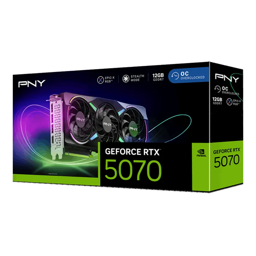 Pny Geforce Rtx 5070 12gb Triple Fan Over Clocked Argb Graphics Card