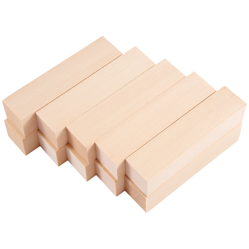 NAMUNY Large Carving Wood Blocks (10 Pack) 4 x 1 x 1 Inches Unfinished Basswood Project Craft Kit DIY Hobby Set for Beginners