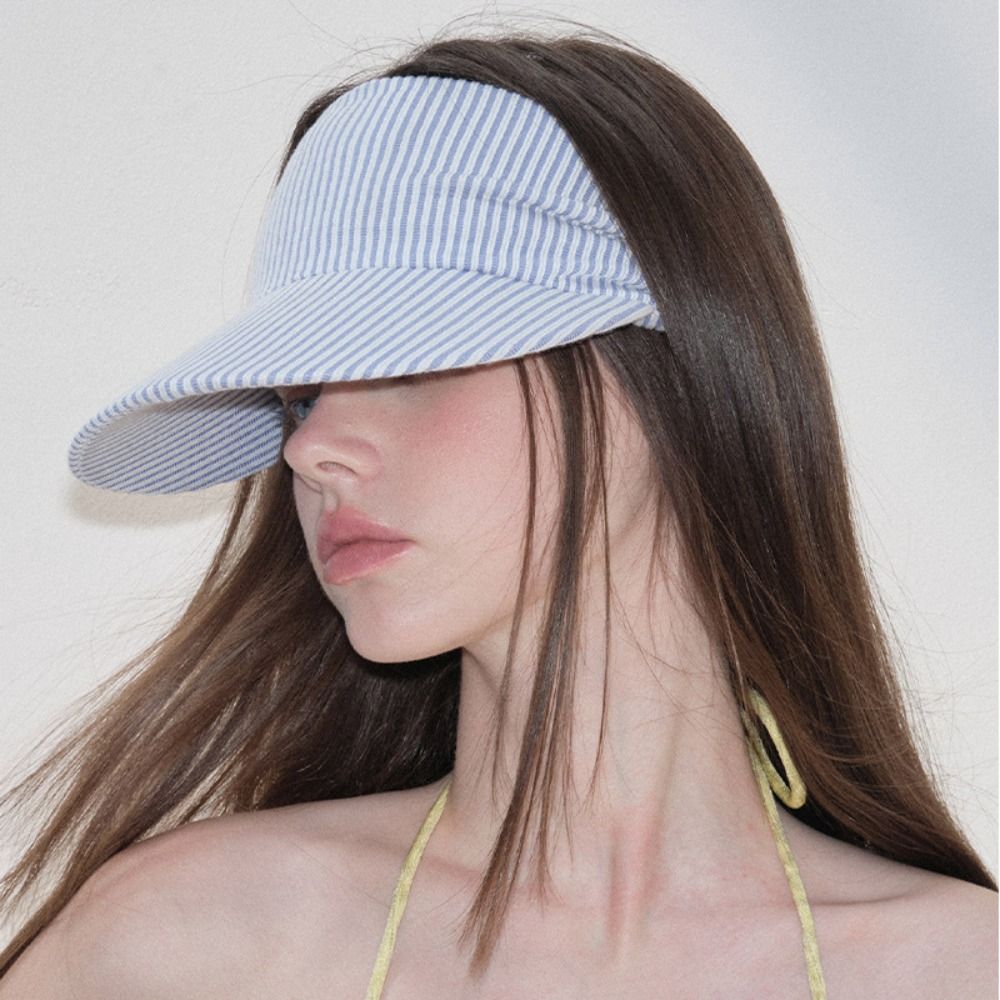 Sunshade Hat Foldable Striped Elastic Headband UV Protection Empty Top Traceless Sun Hat Breathable Open-Top Cap Summer Beach
