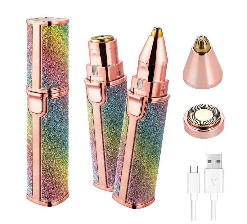 2 in 1 Painless Facial Hair Remover For Women Rechargeable Battery Operated Epilator For Eyebrow Upper Lips Arms Hair Legs Hair - Portable Electric Mini Shaver Razor