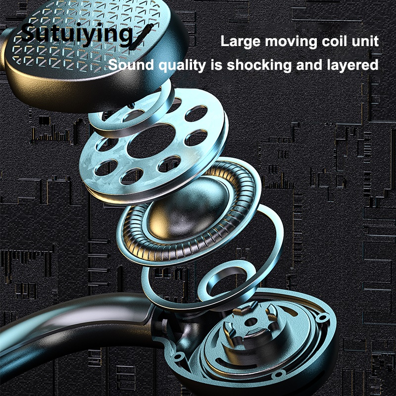 Sutuiying Display Running Gaming Bluetooth Conduction Headset Wireless Bone Sports Earbuds with Microphone Hands-Free Headphones Digital Power