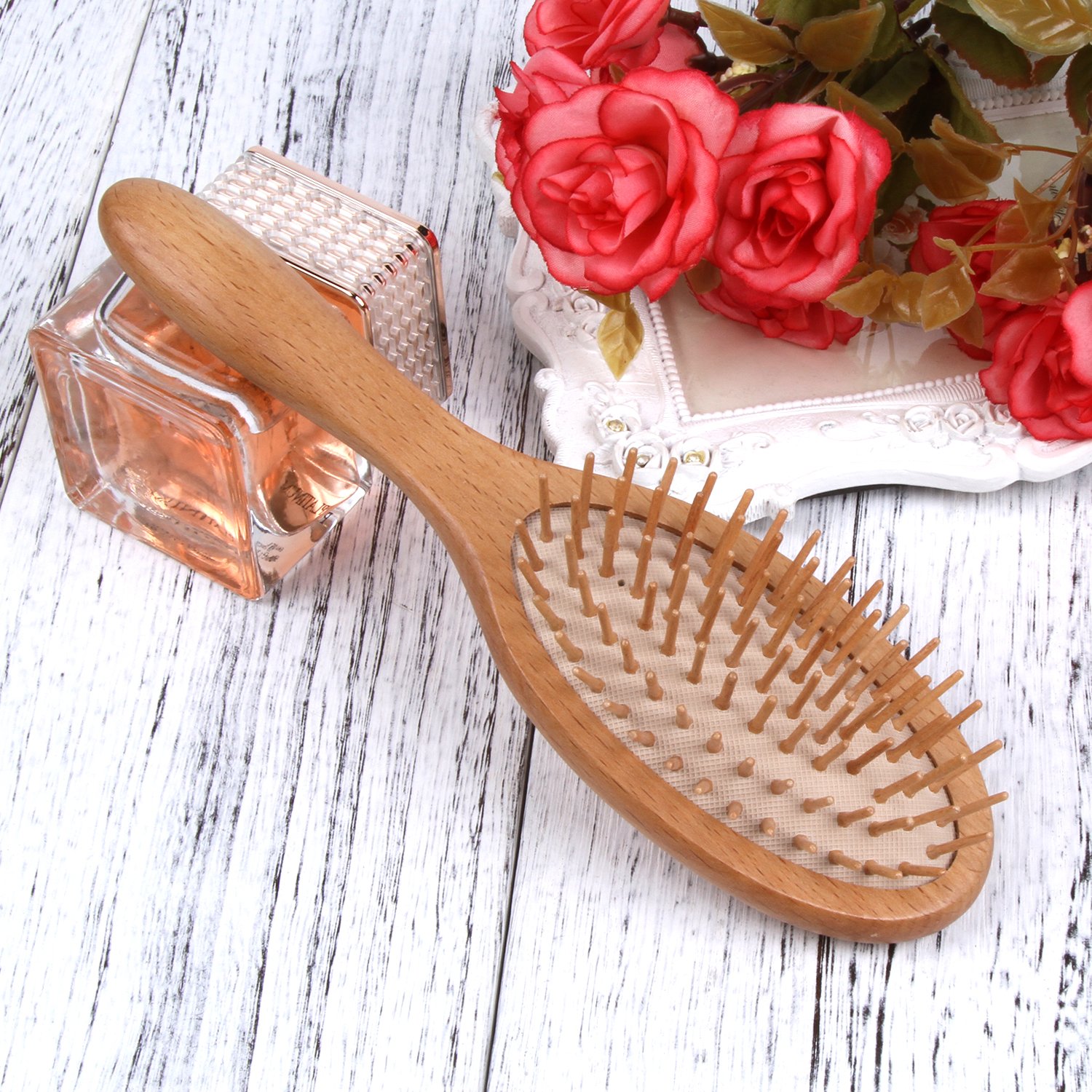 Anti-Static Detangle Wooden Hair Brush for Hair Growth (1 Piece)