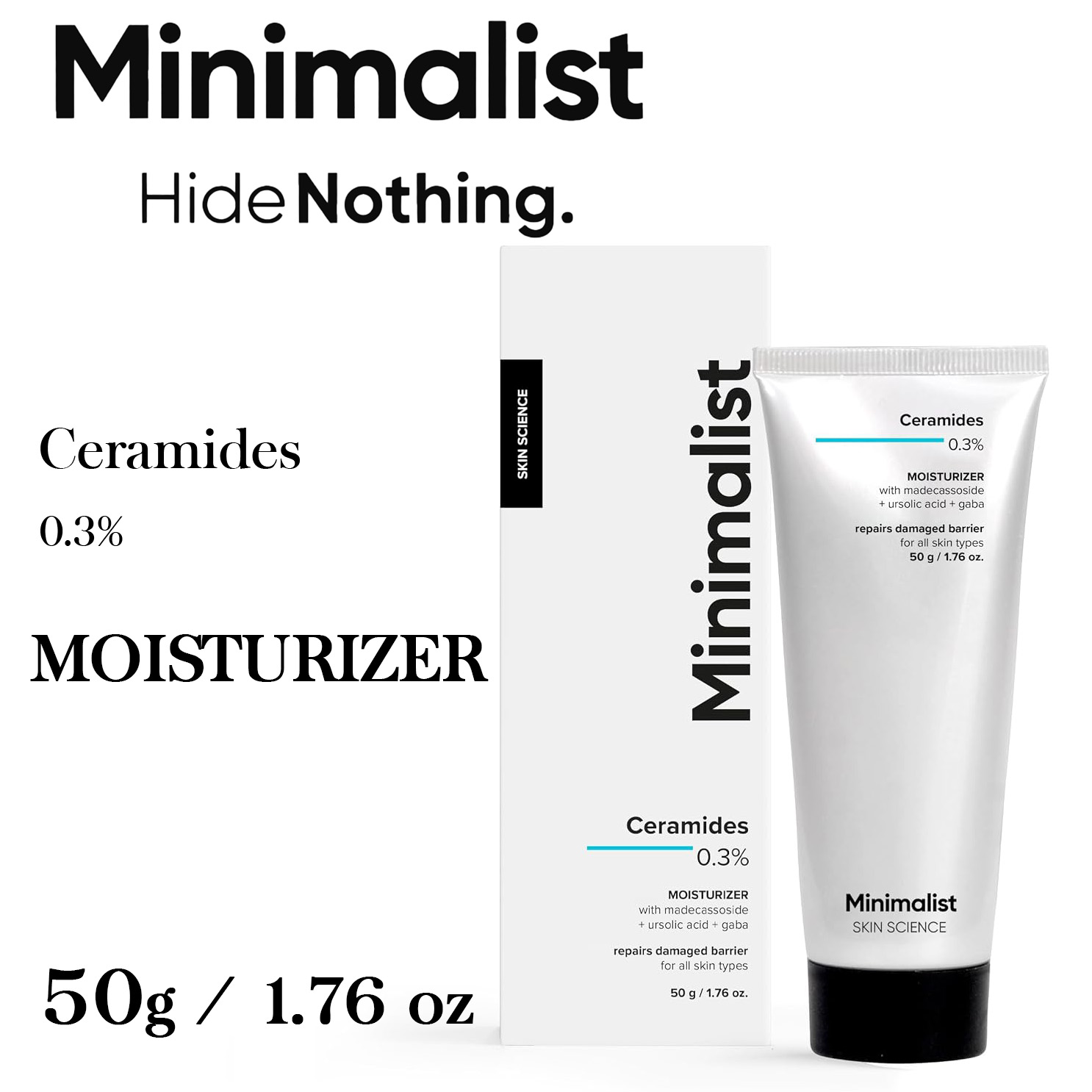 Minimalist Moisturizer with 0.3% Ceramides - 50g For All Skin Types