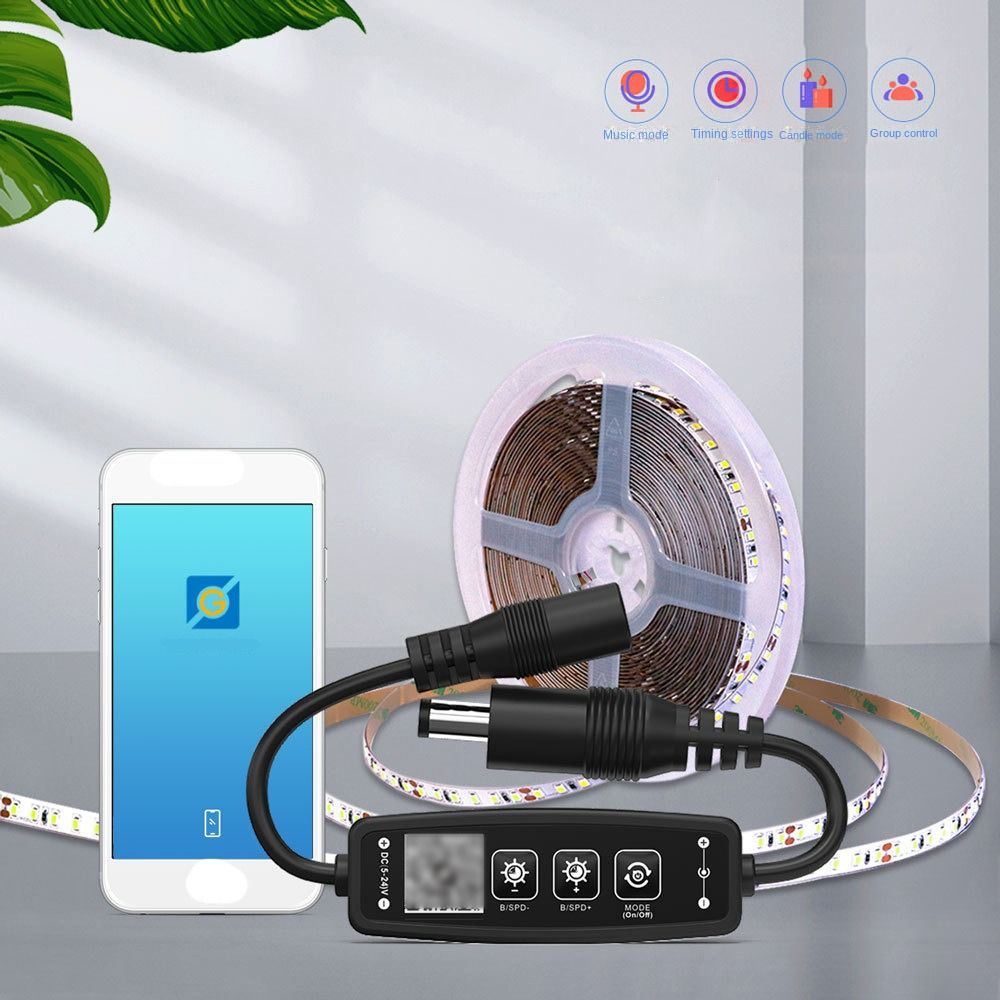 New DC5-24V Light Strip Controller Single Color Bluetooth APP Button Control Bluetooth Dimmable Controller Adjust Brightness Timing Smart Switch Dimmer for LED Strip Light